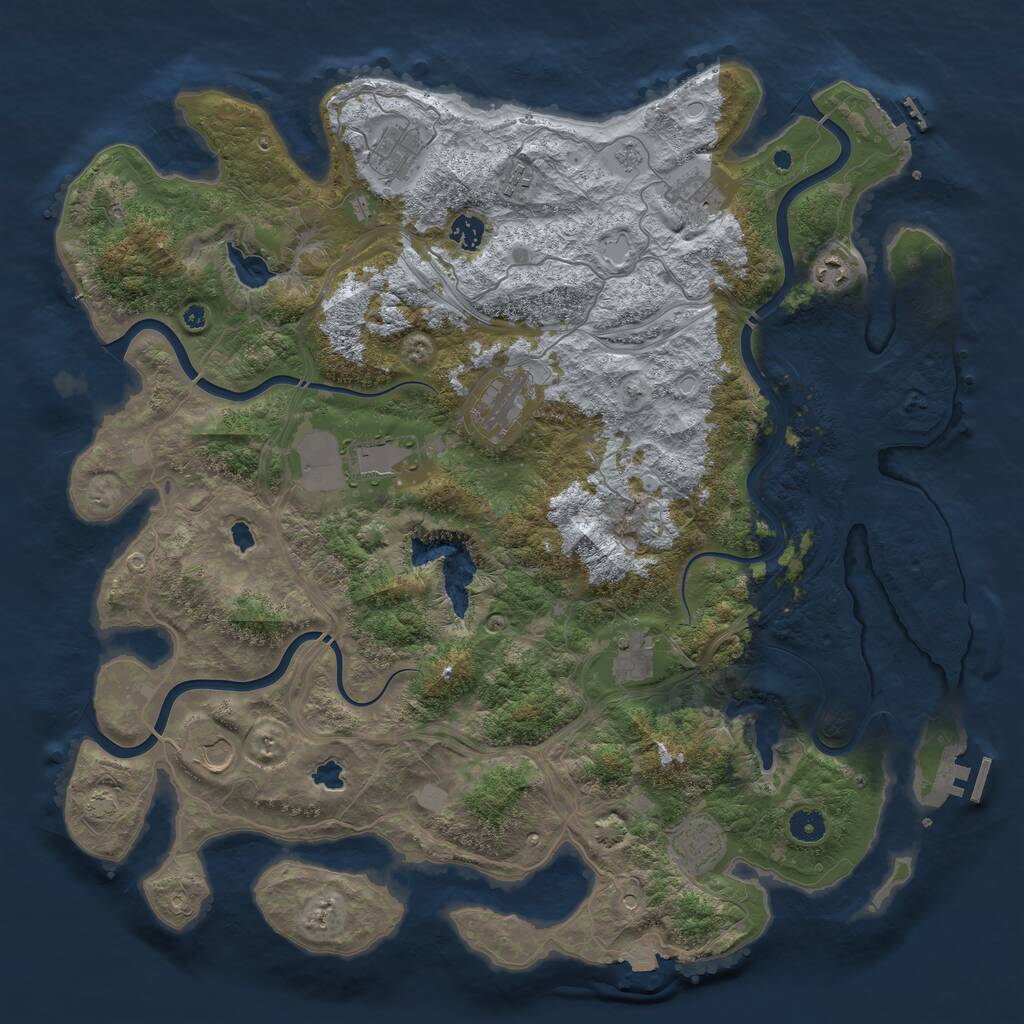 Rust Map: Procedural Map, Size: 4500, Seed: 498101274, 16 Monuments
