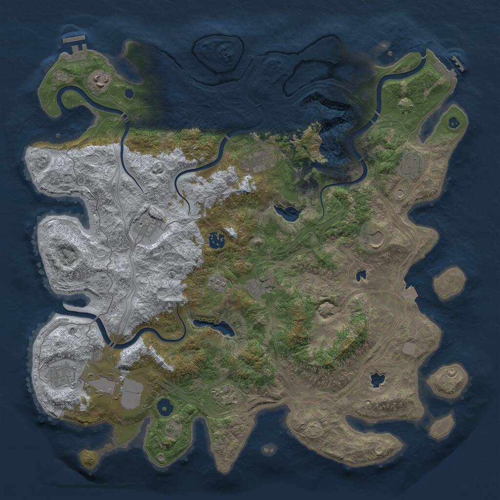 Rust Map: Procedural Map, Size: 4500, Seed: 601103679, 17 Monuments