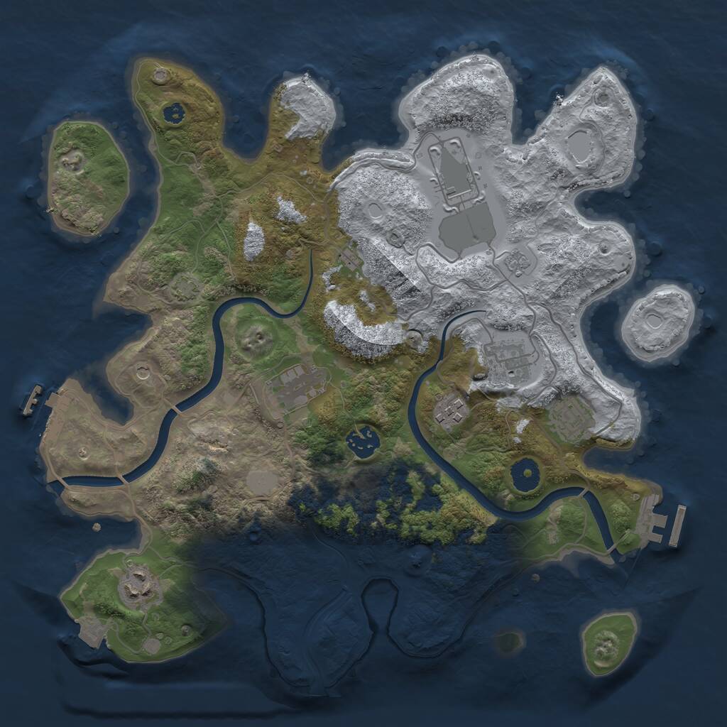 Rust Map: Procedural Map, Size: 3500, Seed: 1671133385, 13 Monuments