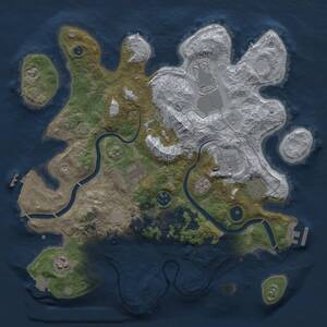 Thumbnail Rust Map: Procedural Map, Size: 3500, Seed: 1671133385, 13 Monuments