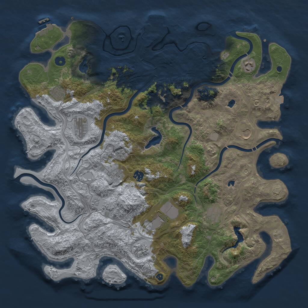 Rust Map: Procedural Map, Size: 4500, Seed: 1933466900, 16 Monuments