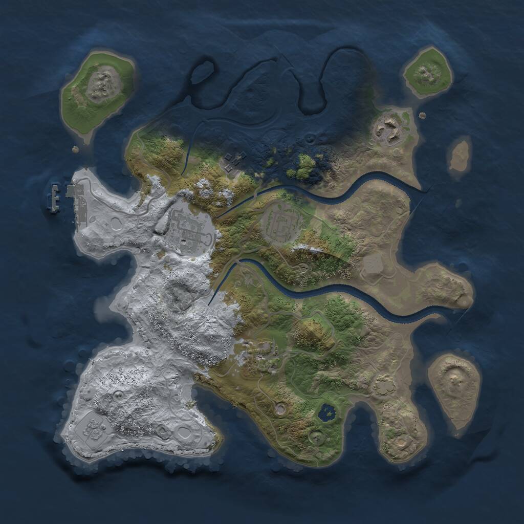 Rust Map: Procedural Map, Size: 3000, Seed: 2033048243, 9 Monuments