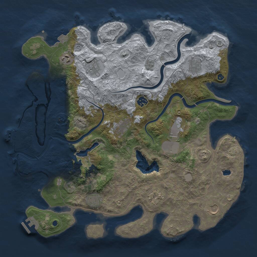 Rust Map: Procedural Map, Size: 4000, Seed: 61893, 16 Monuments