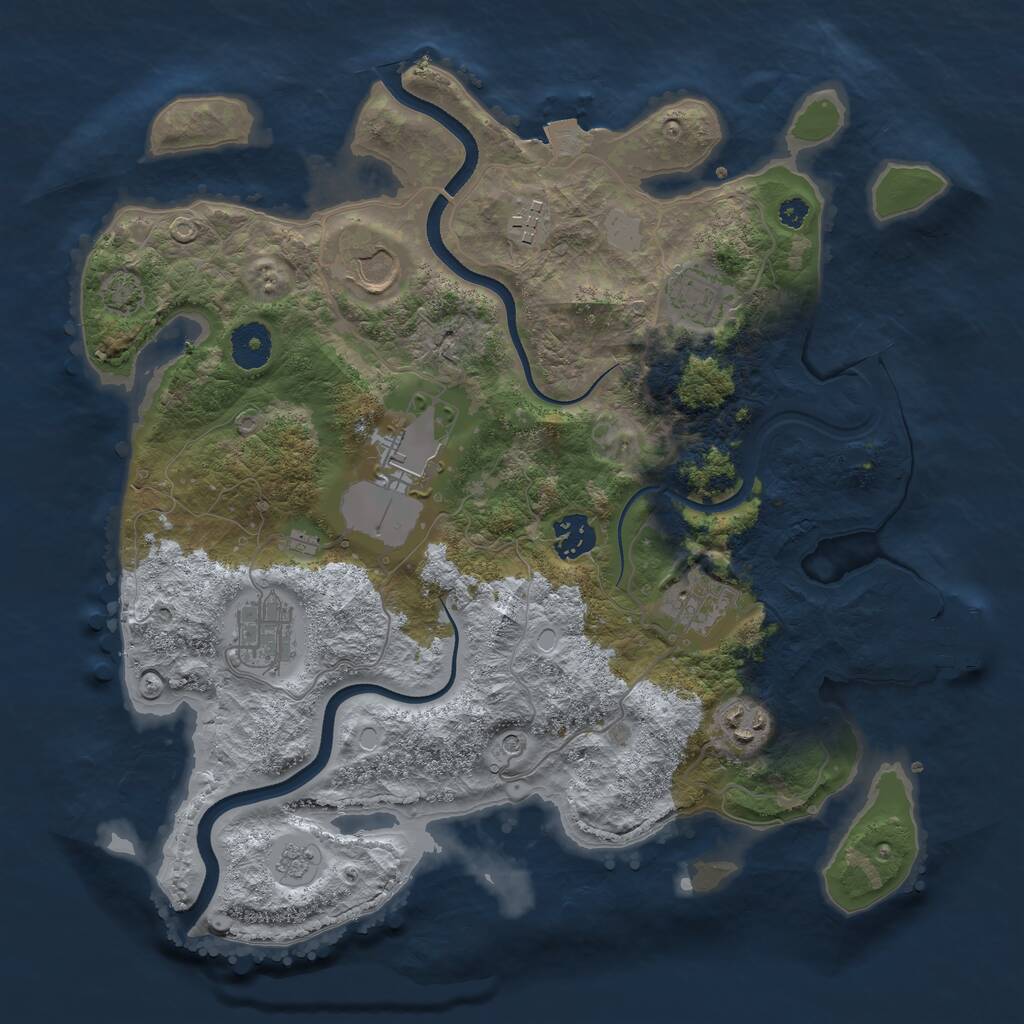 Rust Map: Procedural Map, Size: 3500, Seed: 58378143, 13 Monuments