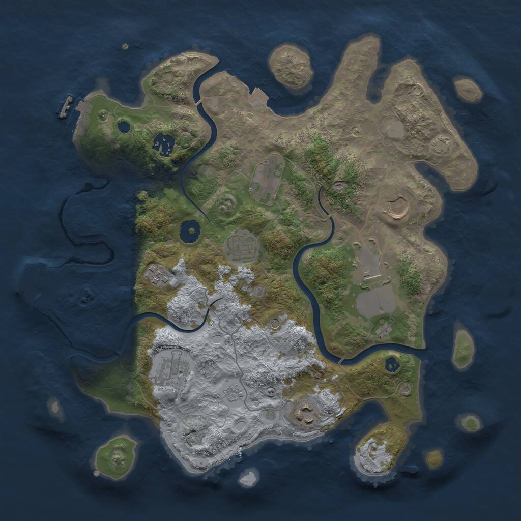 Rust Map: Procedural Map, Size: 3500, Seed: 2061110408, 14 Monuments