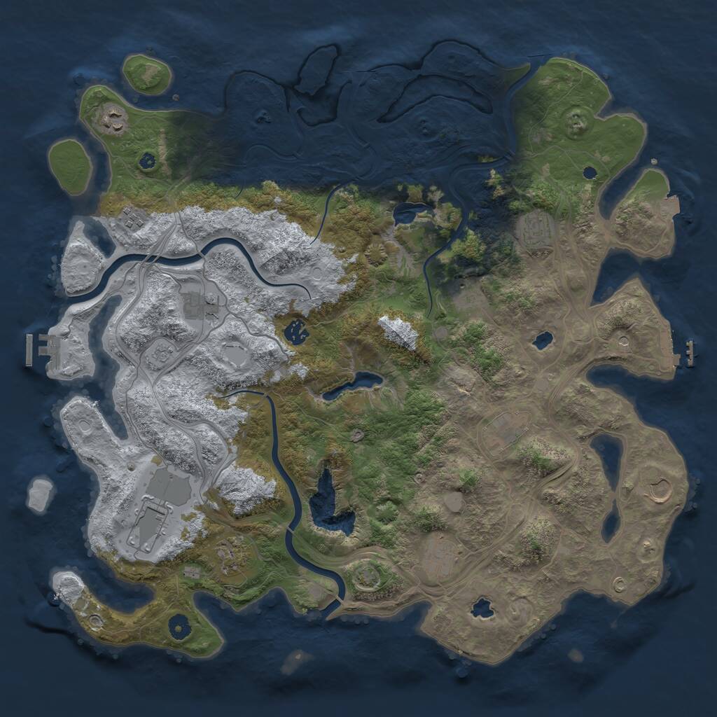 Rust Map: Procedural Map, Size: 4500, Seed: 507436594, 17 Monuments