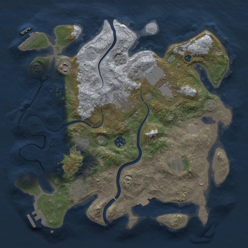 Rust Map: Procedural Map, Size: 3500, Seed: 4071, 14 Monuments