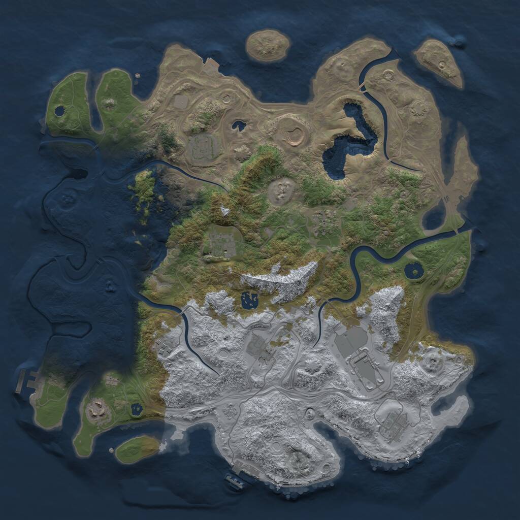 Rust Map: Procedural Map, Size: 4250, Seed: 1379153908, 16 Monuments