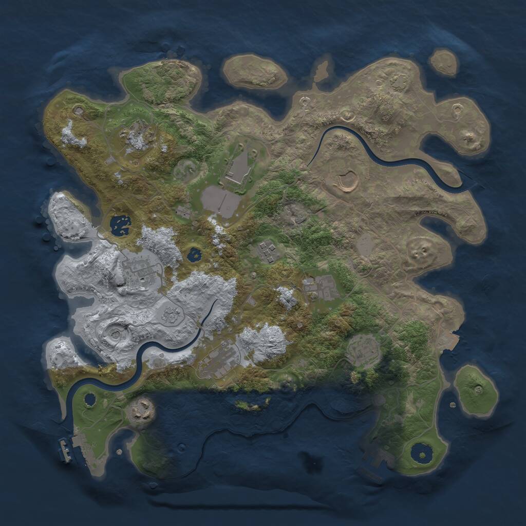 Rust Map: Procedural Map, Size: 3650, Seed: 2888906, 16 Monuments