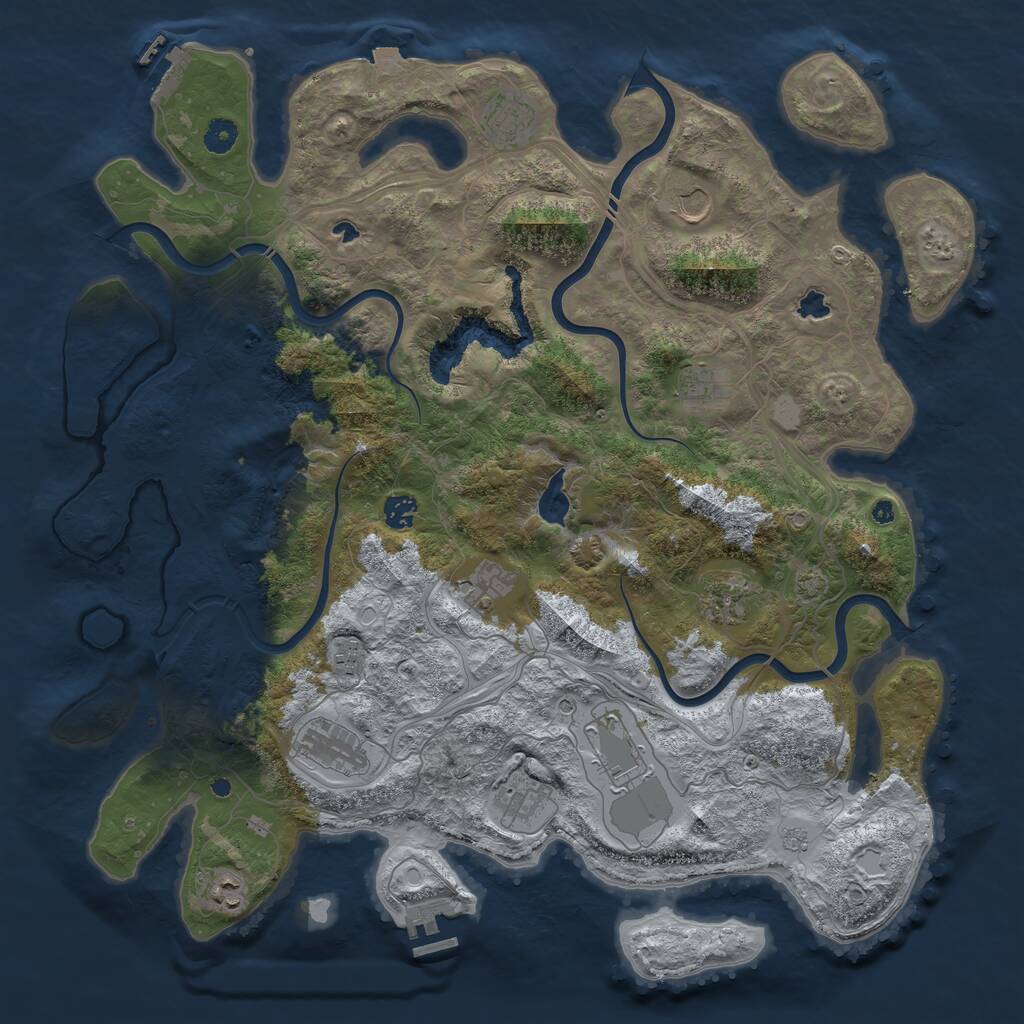 Rust Map: Procedural Map, Size: 4500, Seed: 2000089324, 17 Monuments