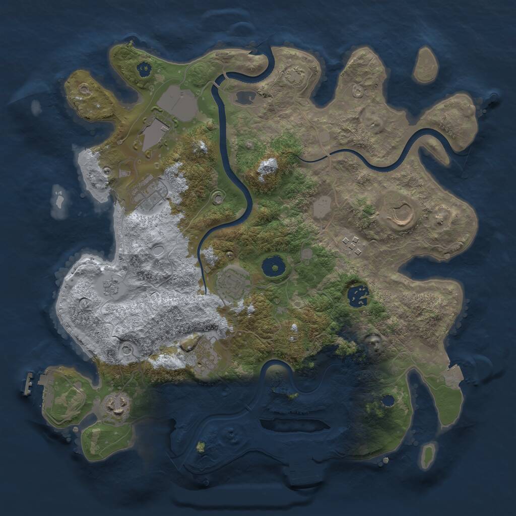 Rust Map: Procedural Map, Size: 3500, Seed: 419691378, 14 Monuments