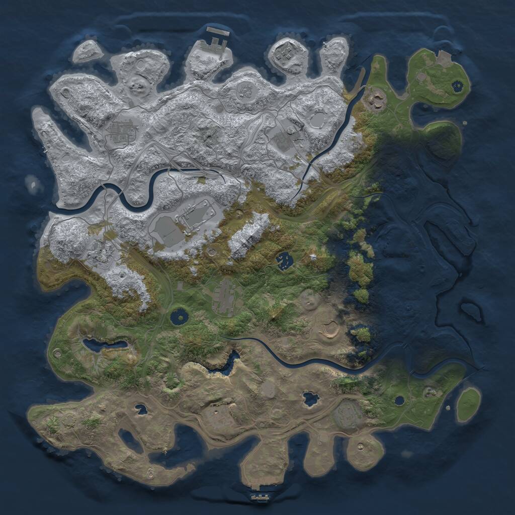 Rust Map: Procedural Map, Size: 4500, Seed: 1182524998, 17 Monuments