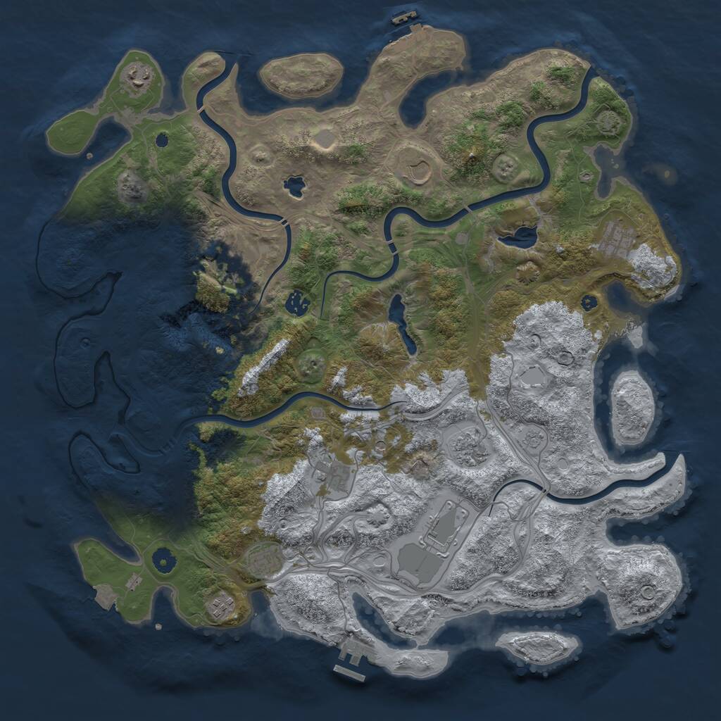Rust Map: Procedural Map, Size: 4500, Seed: 905197703, 16 Monuments