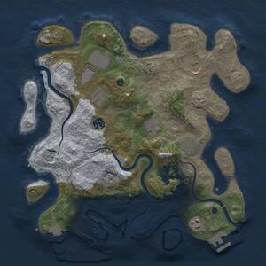 Thumbnail Rust Map: Procedural Map, Size: 3500, Seed: 642204216, 13 Monuments