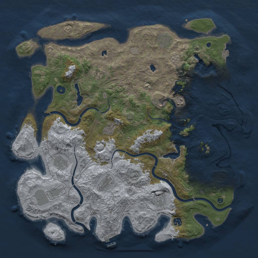 Rust Map: Procedural Map, Size: 4500, Seed: 470203630, 17 Monuments