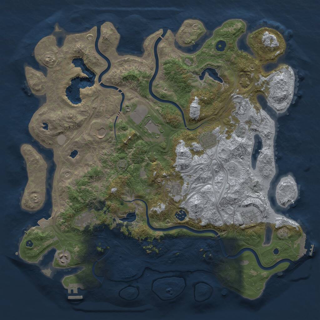 Rust Map: Procedural Map, Size: 4500, Seed: 23897, 16 Monuments