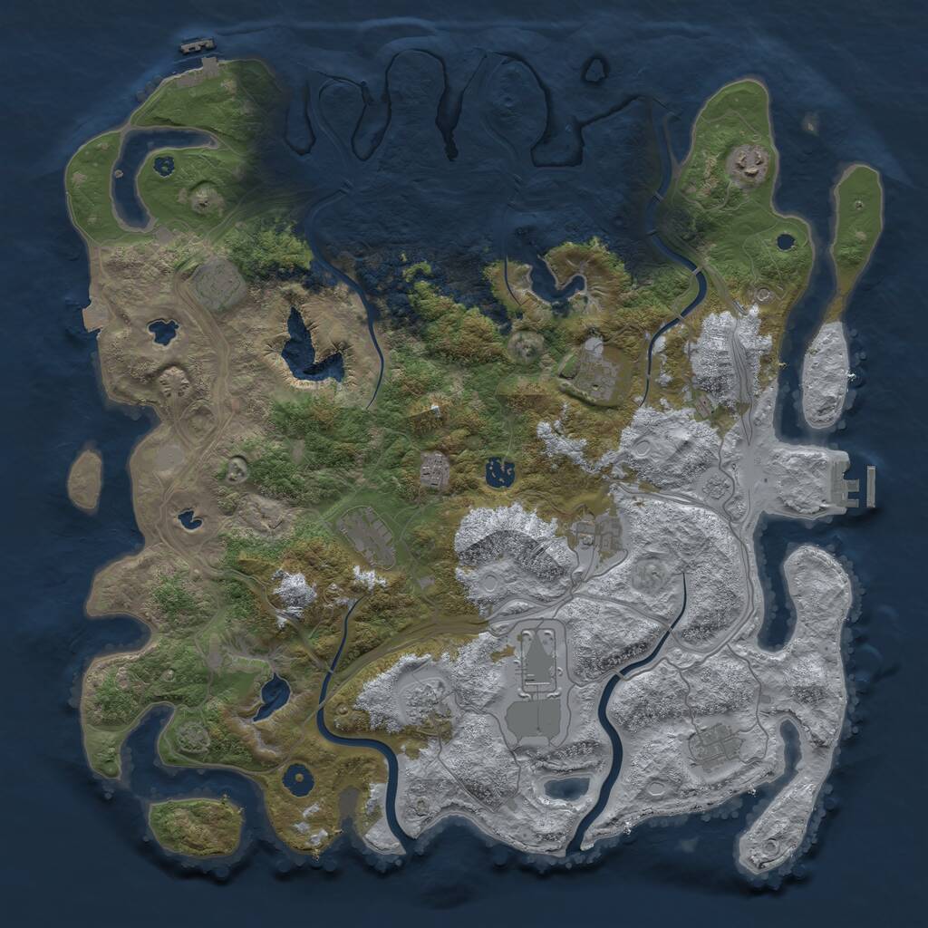 Rust Map: Procedural Map, Size: 4500, Seed: 1556182598, 16 Monuments