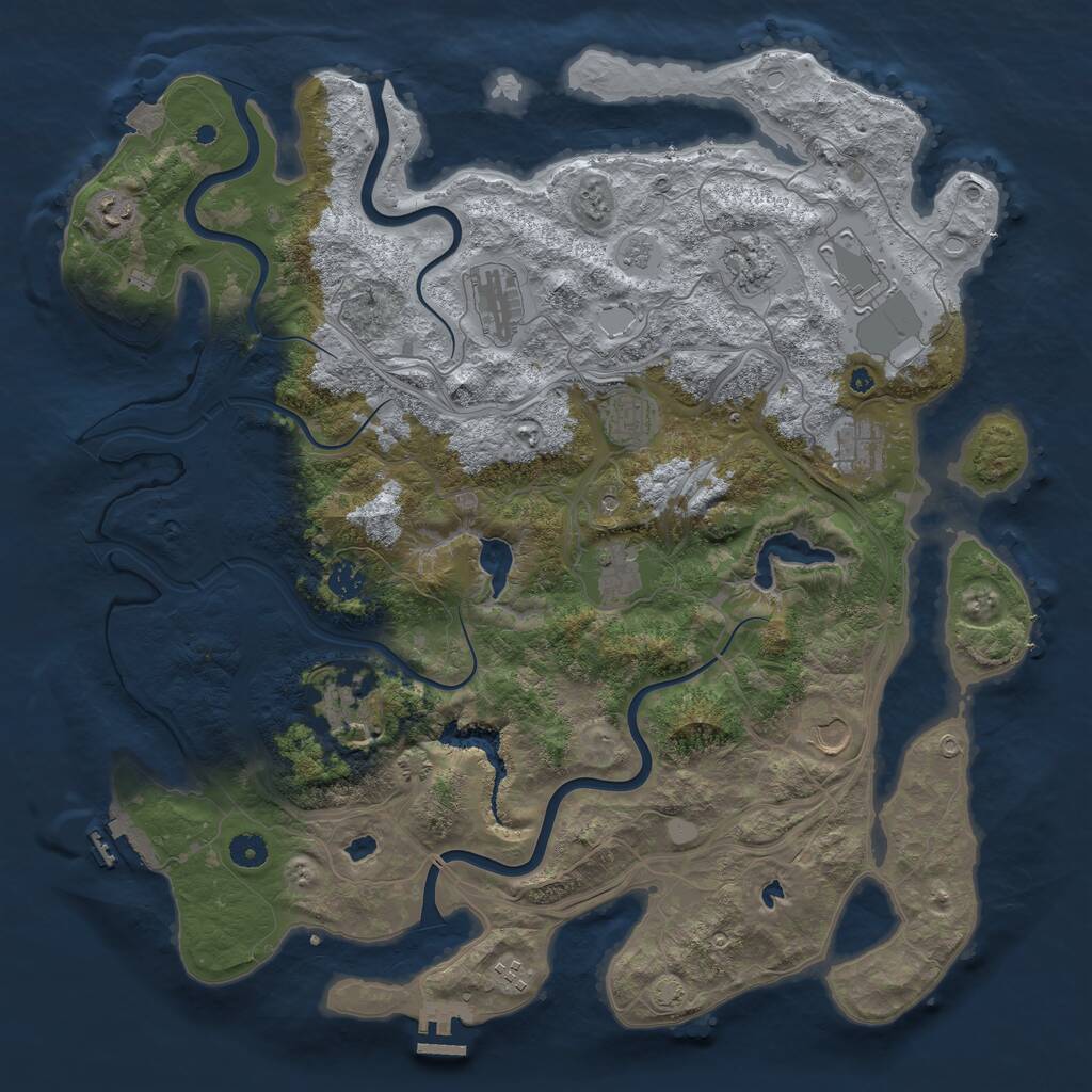 Rust Map: Procedural Map, Size: 4500, Seed: 439571289, 17 Monuments