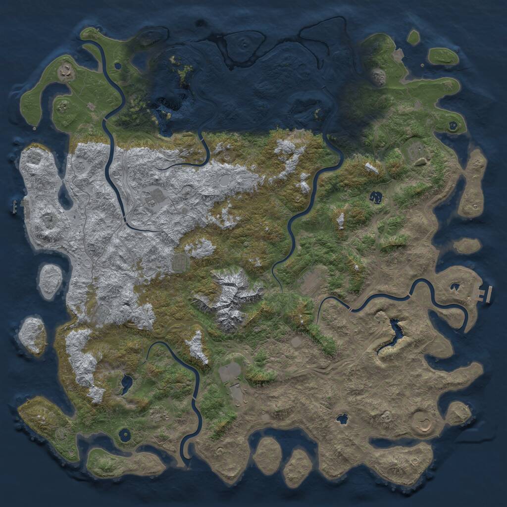 Rust Map: Procedural Map, Size: 6000, Seed: 1333684779, 17 Monuments