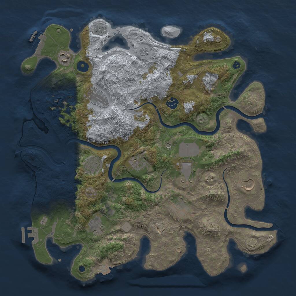 Rust Map: Procedural Map, Size: 3850, Seed: 37069, 17 Monuments