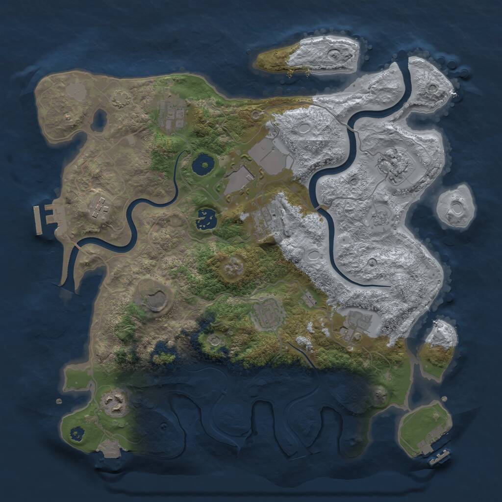 Rust Map: Procedural Map, Size: 3500, Seed: 267089955, 16 Monuments