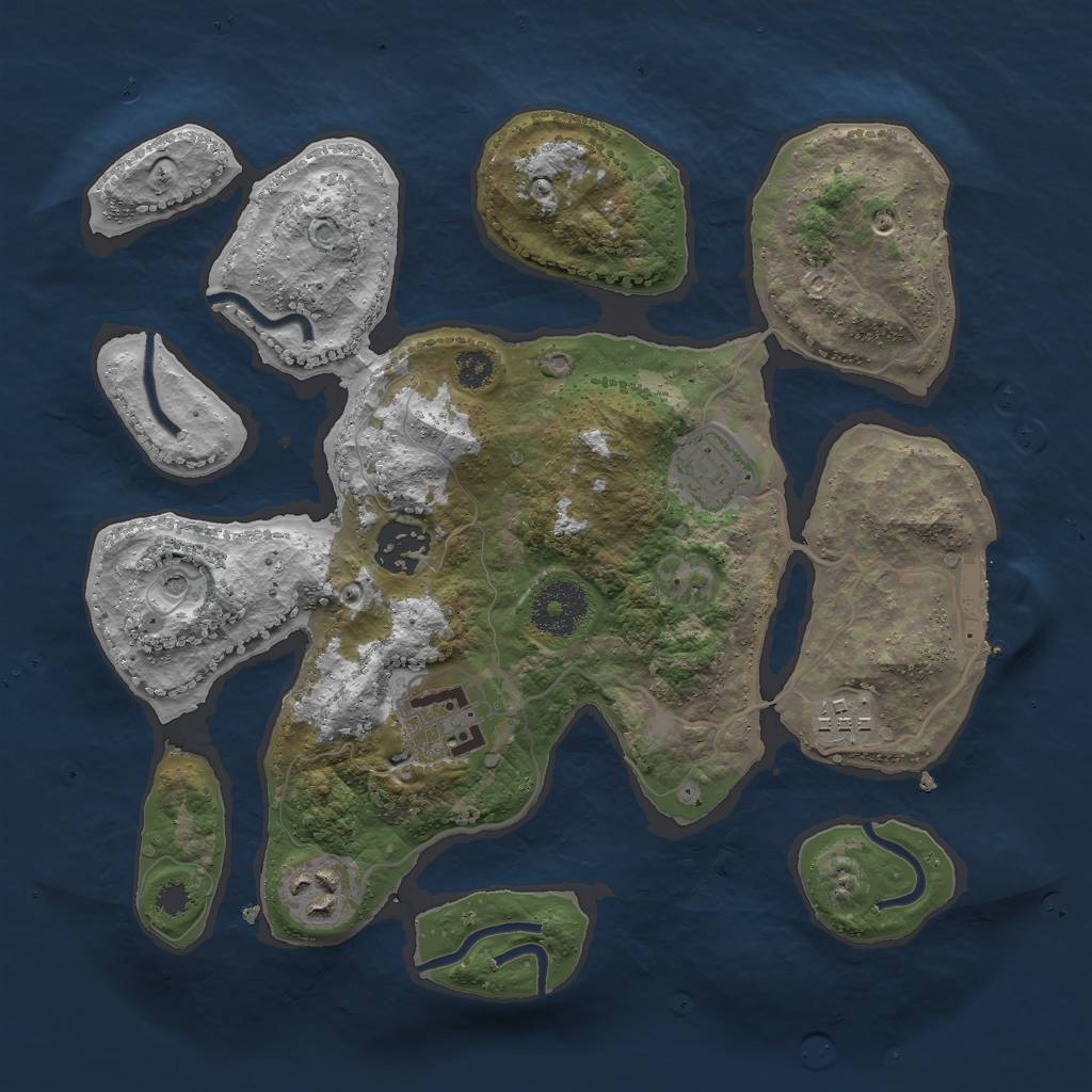 Rust Map: Procedural Map, Size: 3000, Seed: 5568, 9 Monuments