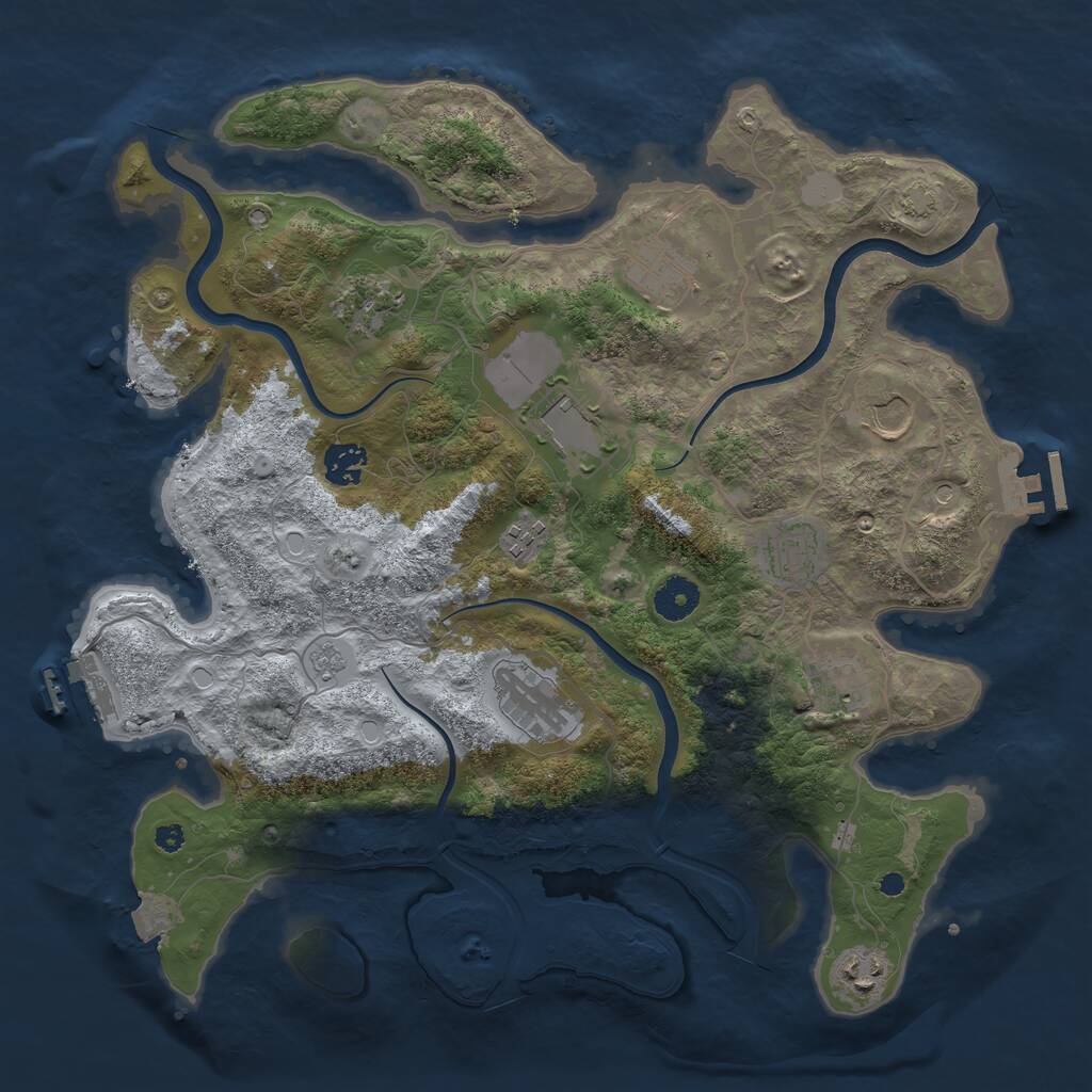 Rust Map: Procedural Map, Size: 3750, Seed: 716263, 16 Monuments