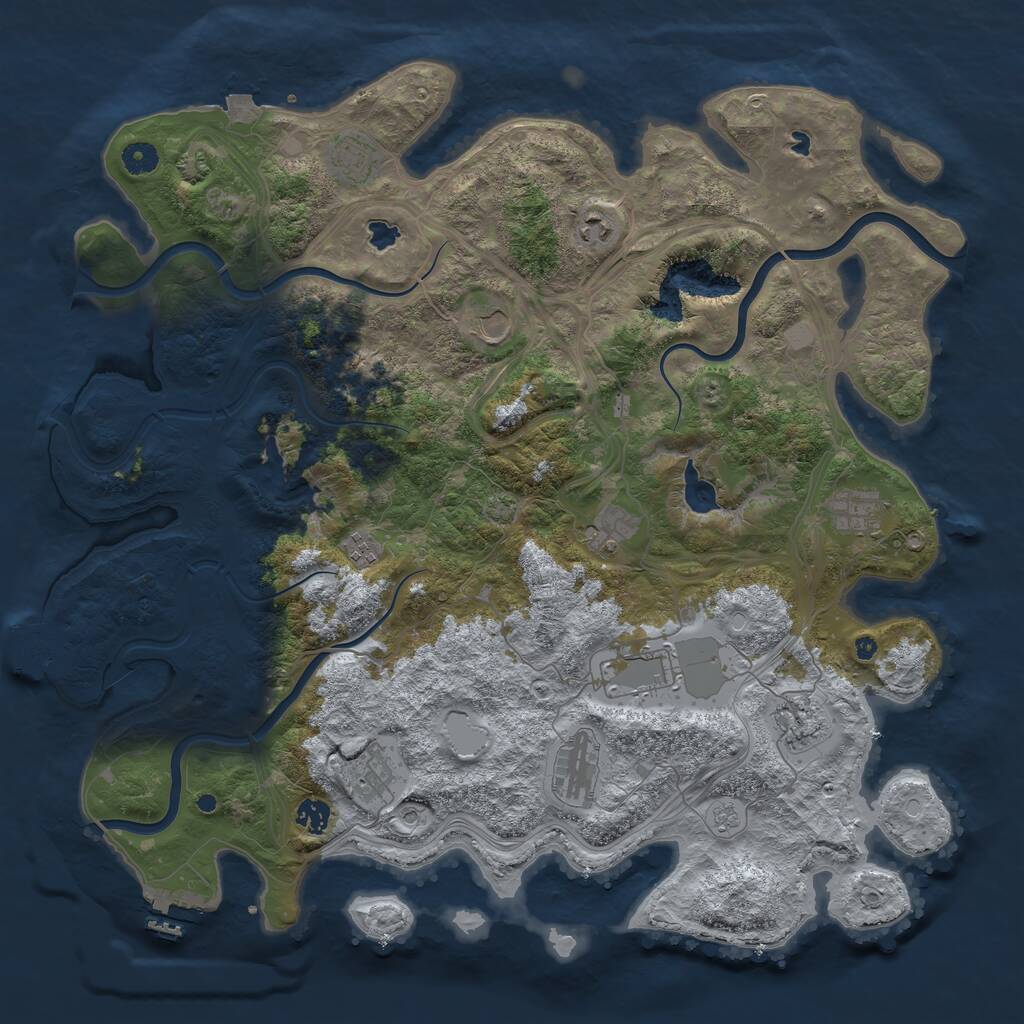 Rust Map: Procedural Map, Size: 4500, Seed: 144283311, 17 Monuments