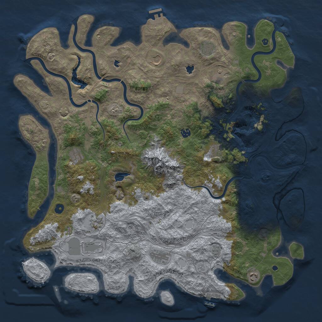 Rust Map: Procedural Map, Size: 5000, Seed: 487269855, 17 Monuments