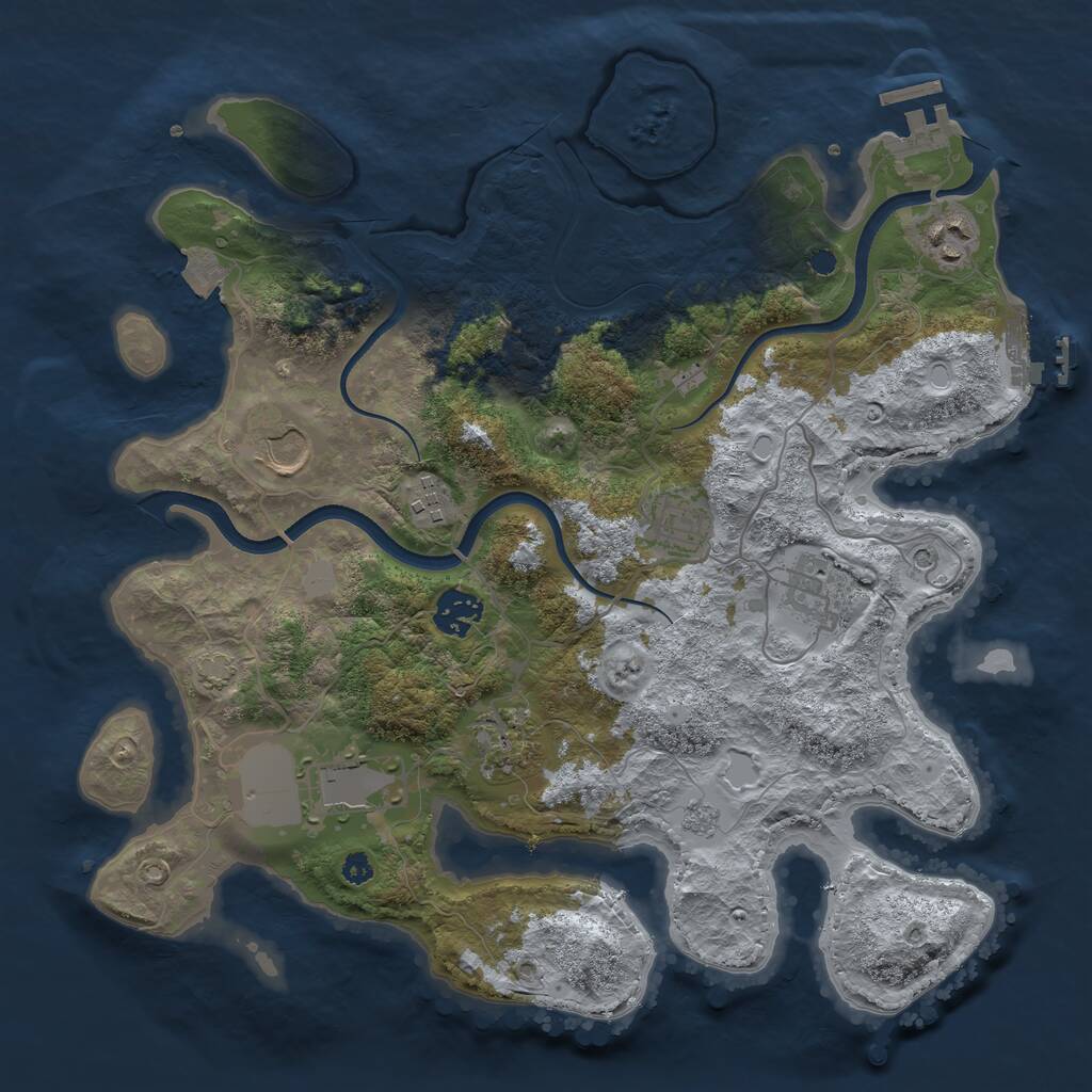 Rust Map: Procedural Map, Size: 3500, Seed: 1347027851, 14 Monuments