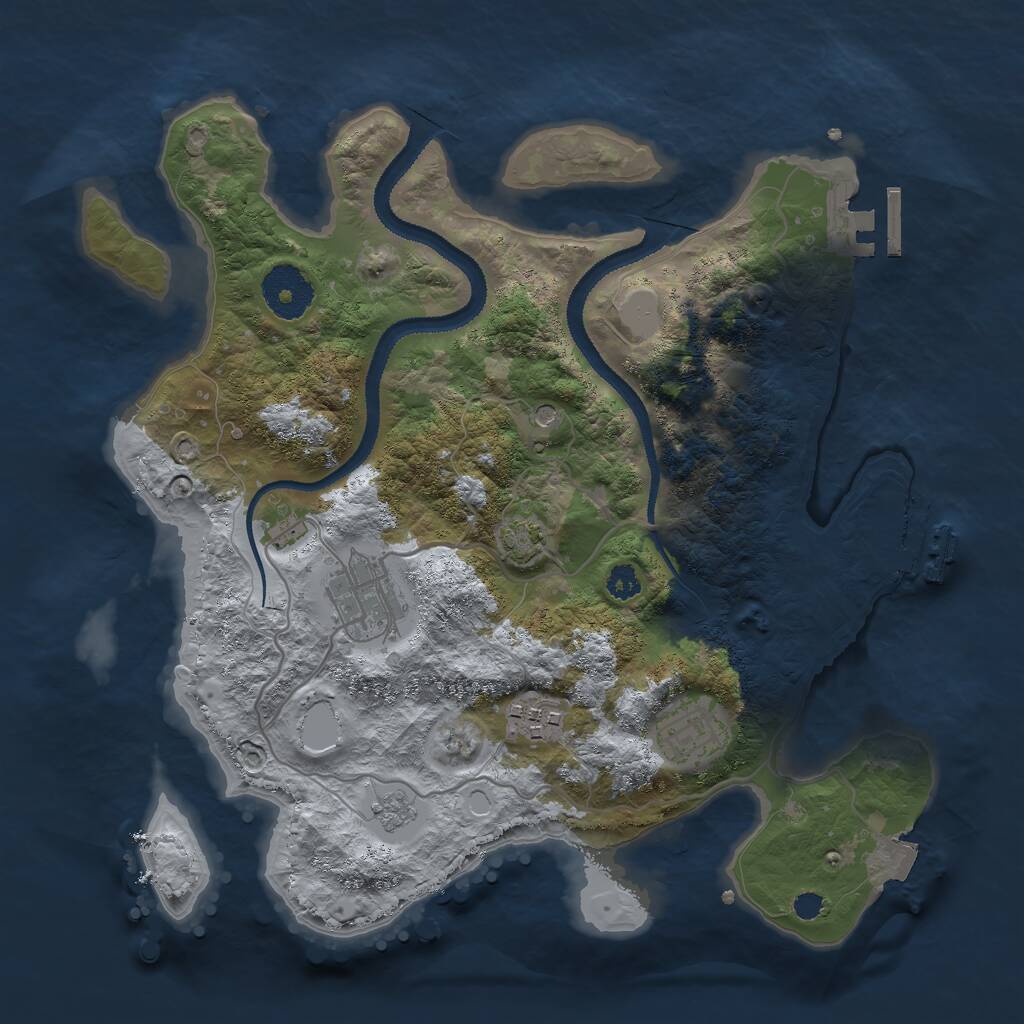 Rust Map: Procedural Map, Size: 3000, Seed: 1009952057, 9 Monuments
