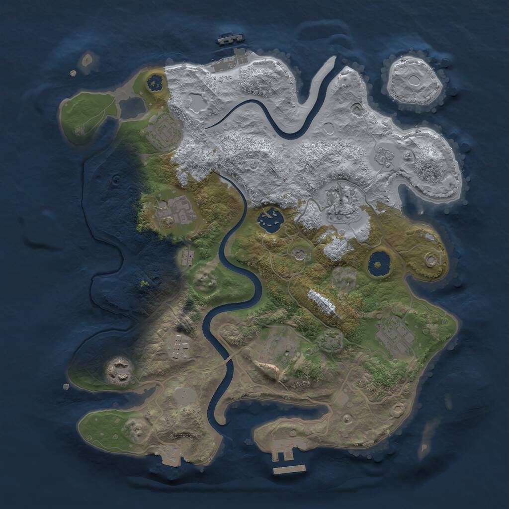 Rust Map: Procedural Map, Size: 3200, Seed: 594965331, 14 Monuments