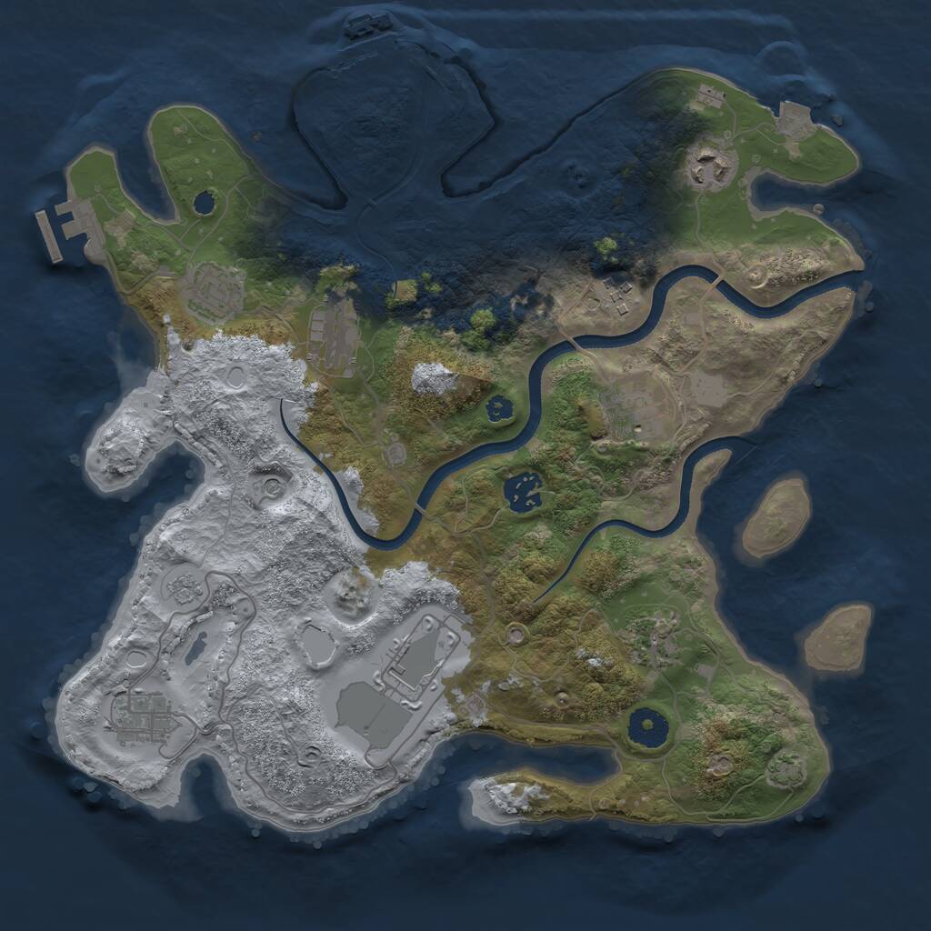 Rust Map: Procedural Map, Size: 3500, Seed: 839972755, 15 Monuments