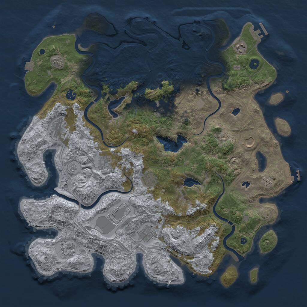 Rust Map: Procedural Map, Size: 4500, Seed: 847534370, 17 Monuments