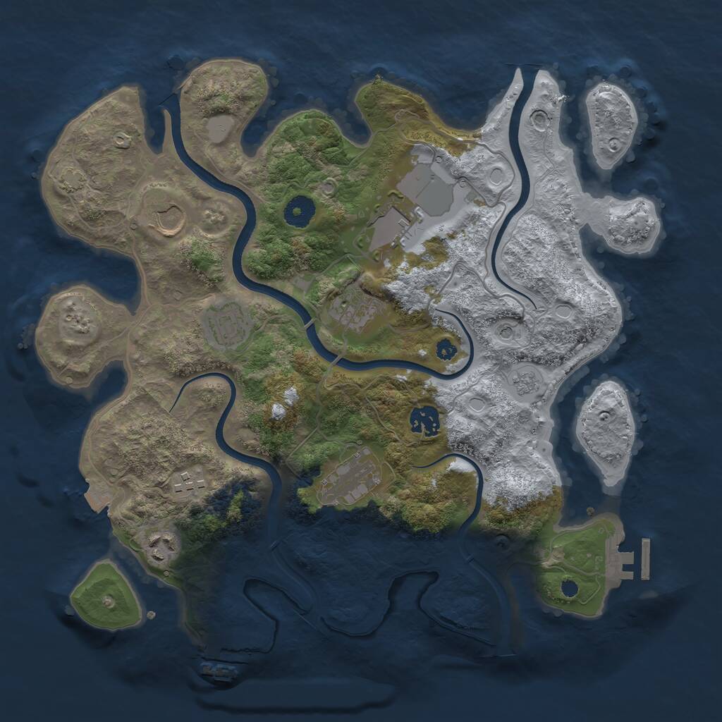 Rust Map: Procedural Map, Size: 3500, Seed: 639290490, 14 Monuments