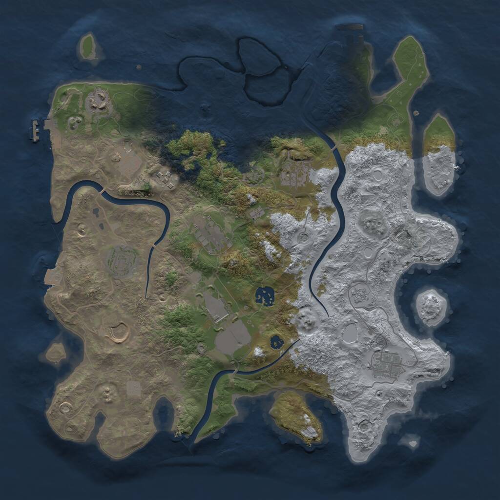 Rust Map: Procedural Map, Size: 3700, Seed: 523234960, 16 Monuments