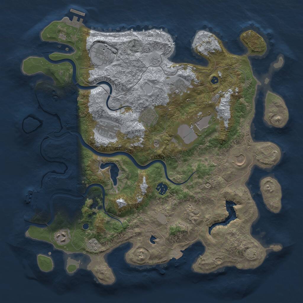 Rust Map: Procedural Map, Size: 4000, Seed: 1330198130, 16 Monuments