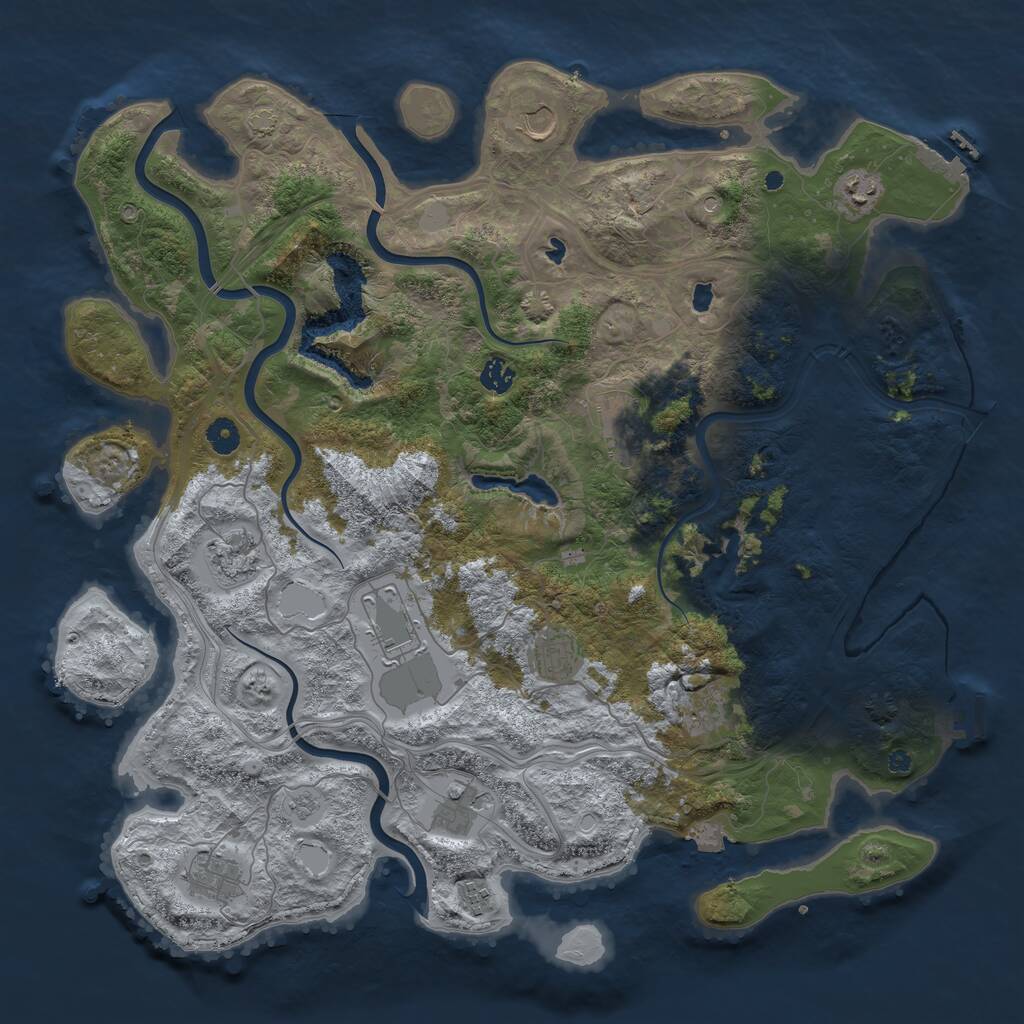 Rust Map: Procedural Map, Size: 4500, Seed: 987662216, 17 Monuments