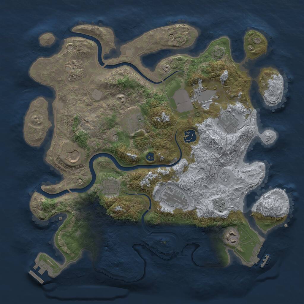 Rust Map: Procedural Map, Size: 3500, Seed: 1330545306, 16 Monuments