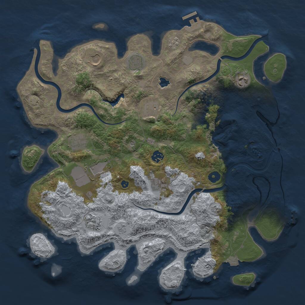 Rust Map: Procedural Map, Size: 4000, Seed: 880, 16 Monuments