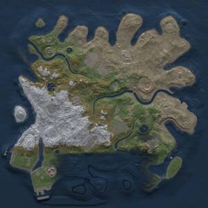 Thumbnail Rust Map: Procedural Map, Size: 3700, Seed: 634095376, 15 Monuments