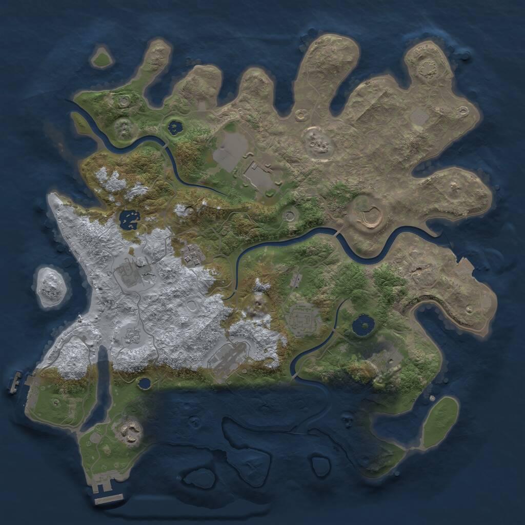 Rust Map: Procedural Map, Size: 3700, Seed: 634095376, 15 Monuments