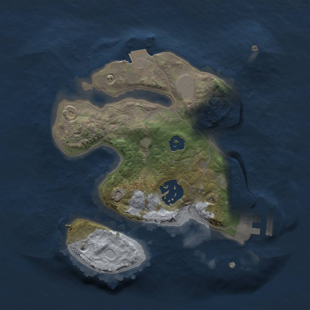 Rust Map: Procedural Map, Size: 2000, Seed: 1745504543, 3 Monuments