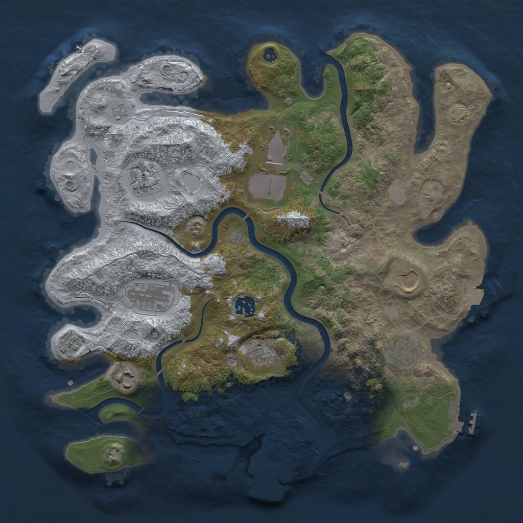 Rust Map: Procedural Map, Size: 3700, Seed: 827502552, 15 Monuments