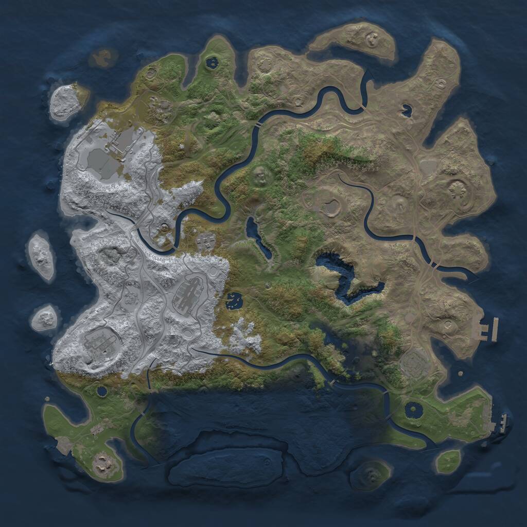 Rust Map: Procedural Map, Size: 4400, Seed: 70820253, 16 Monuments