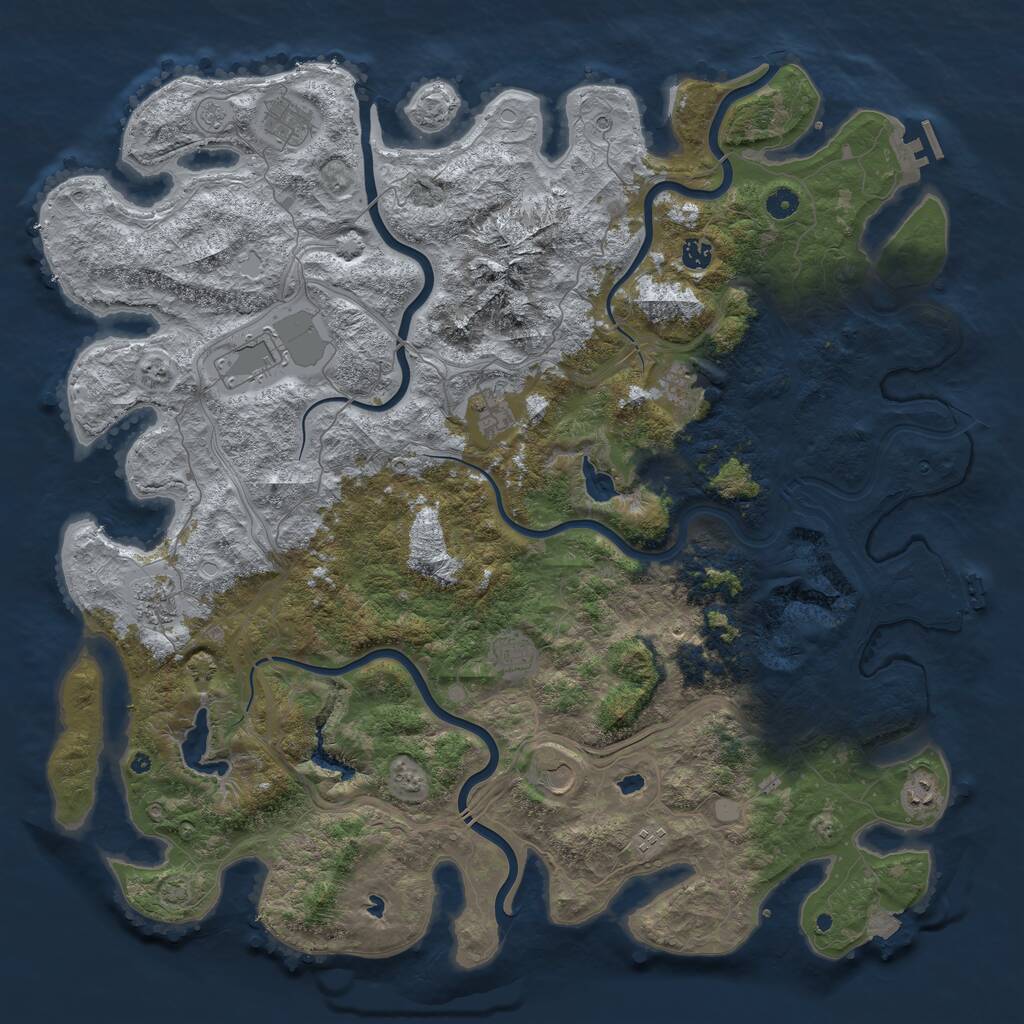 Rust Map: Procedural Map, Size: 5000, Seed: 42654, 16 Monuments