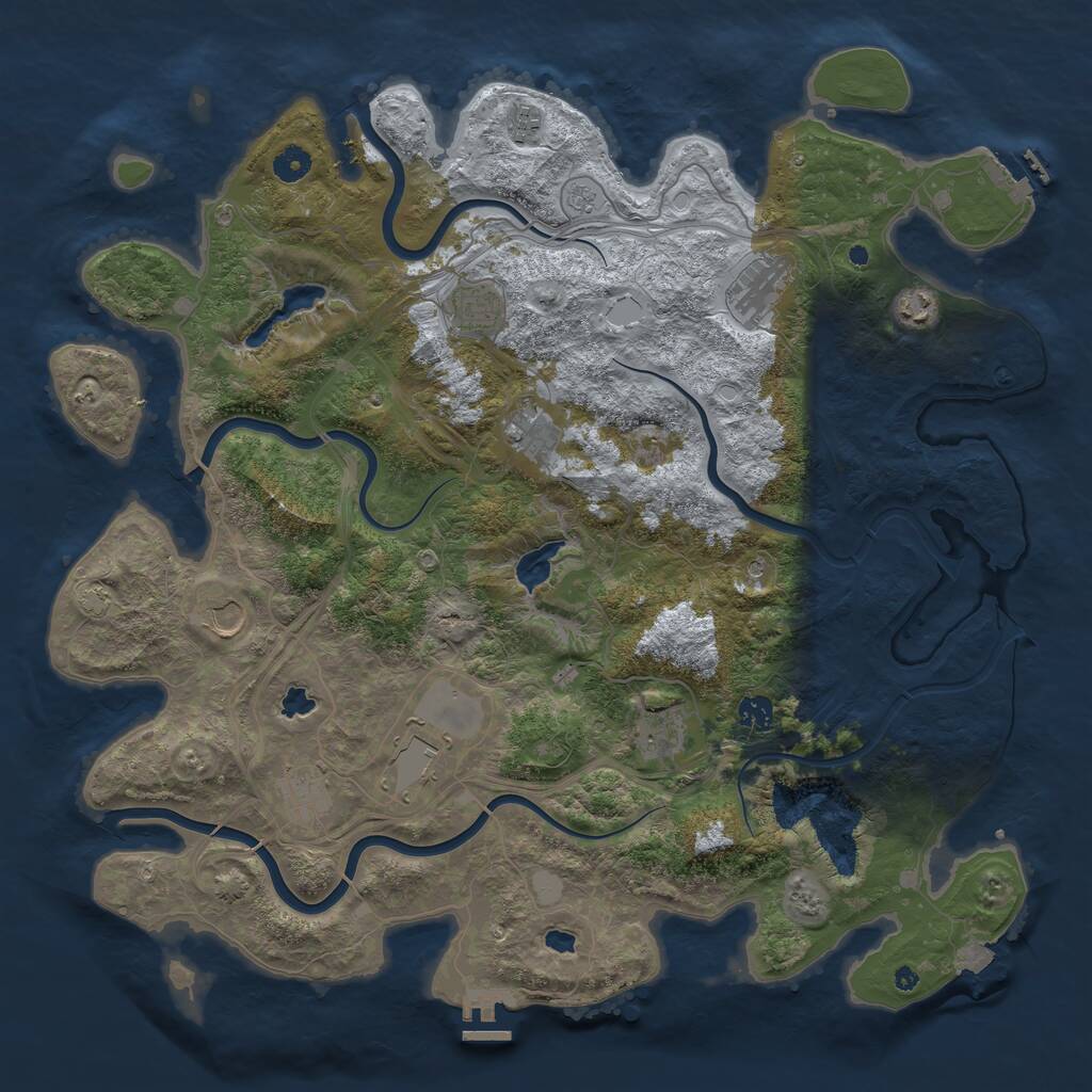 Rust Map: Procedural Map, Size: 4500, Seed: 575198260, 16 Monuments