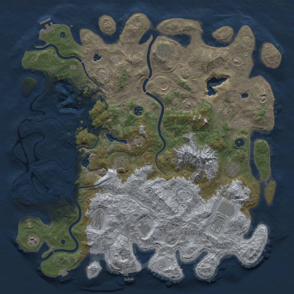 Rust Map: Procedural Map, Size: 5000, Seed: 1752556043, 17 Monuments