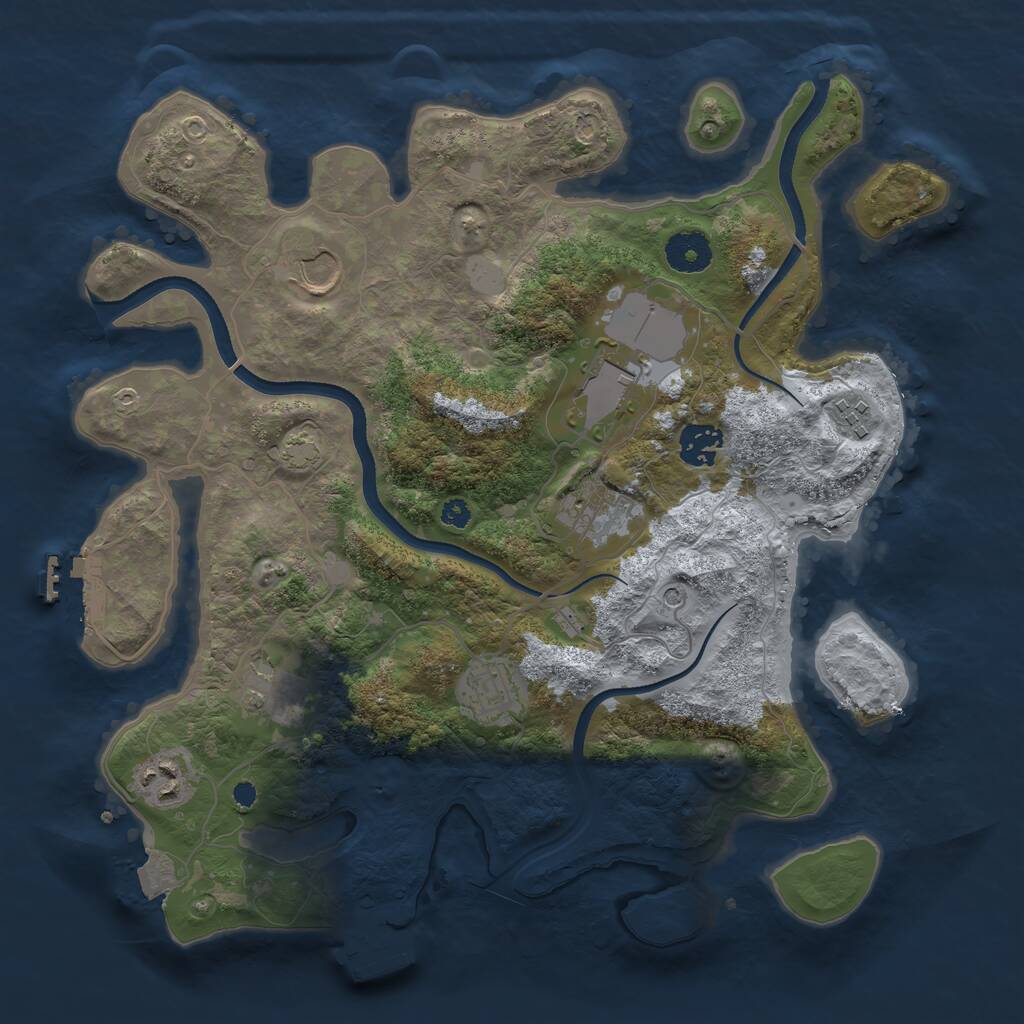 Rust Map: Procedural Map, Size: 3500, Seed: 300913611, 13 Monuments