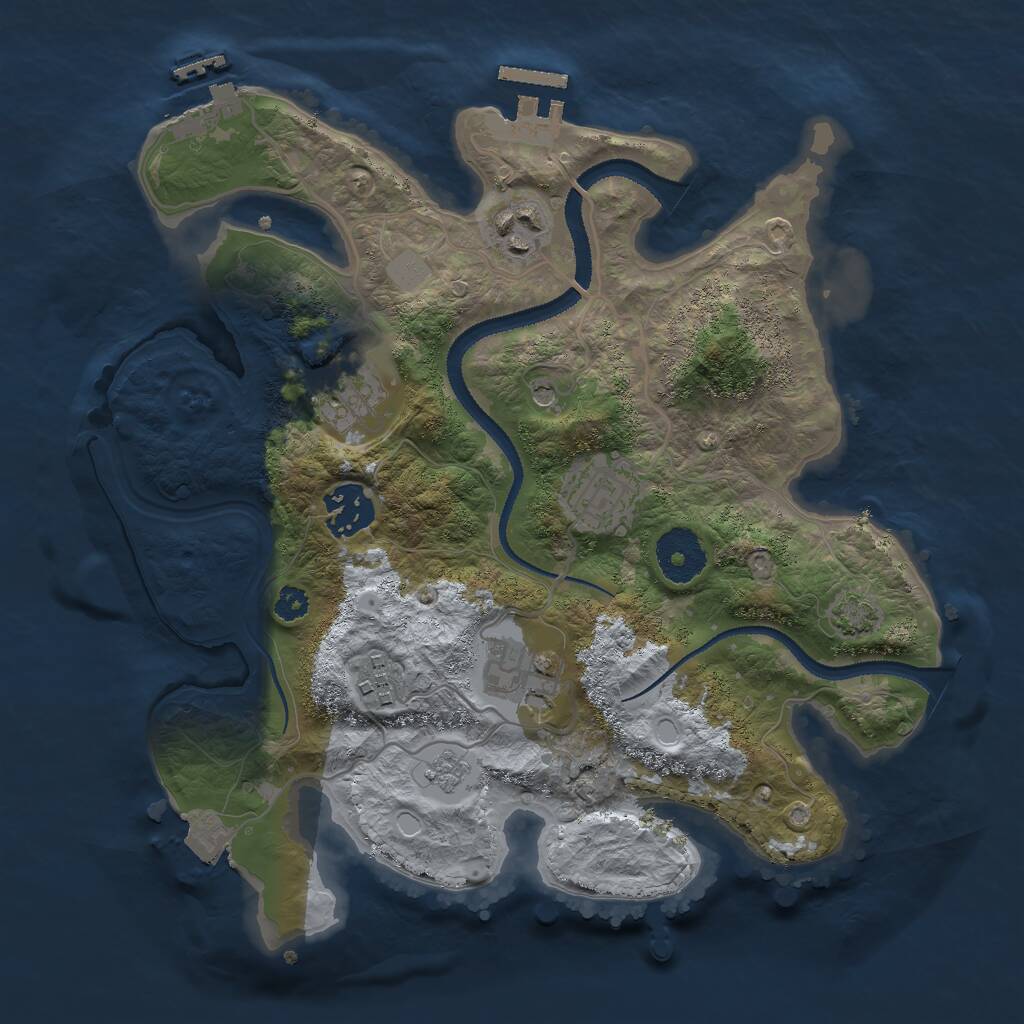 Rust Map: Procedural Map, Size: 3000, Seed: 1829753504, 12 Monuments